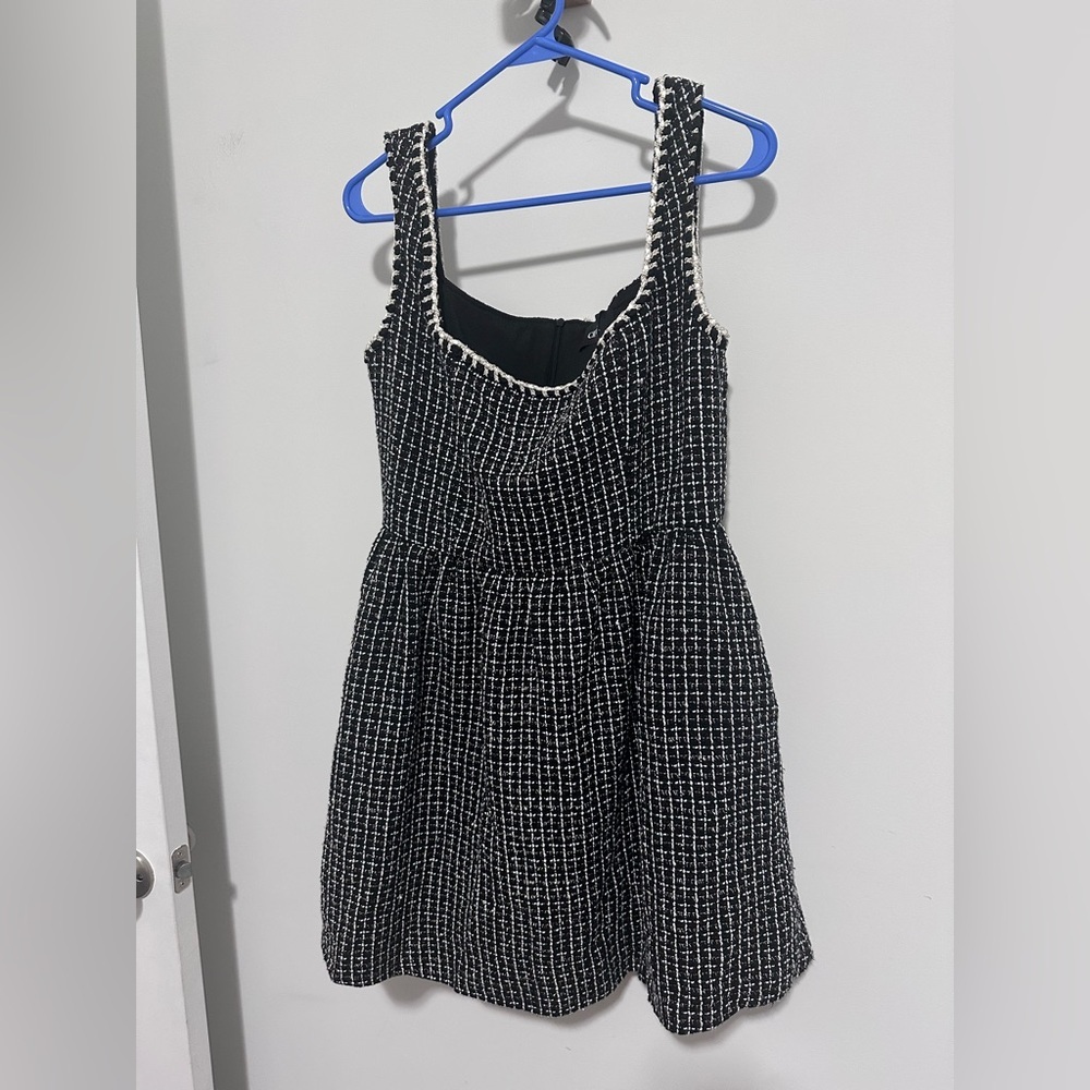 CIDER Tweed U-Neckline Solid Mini Dress - Picture 4 of 8
